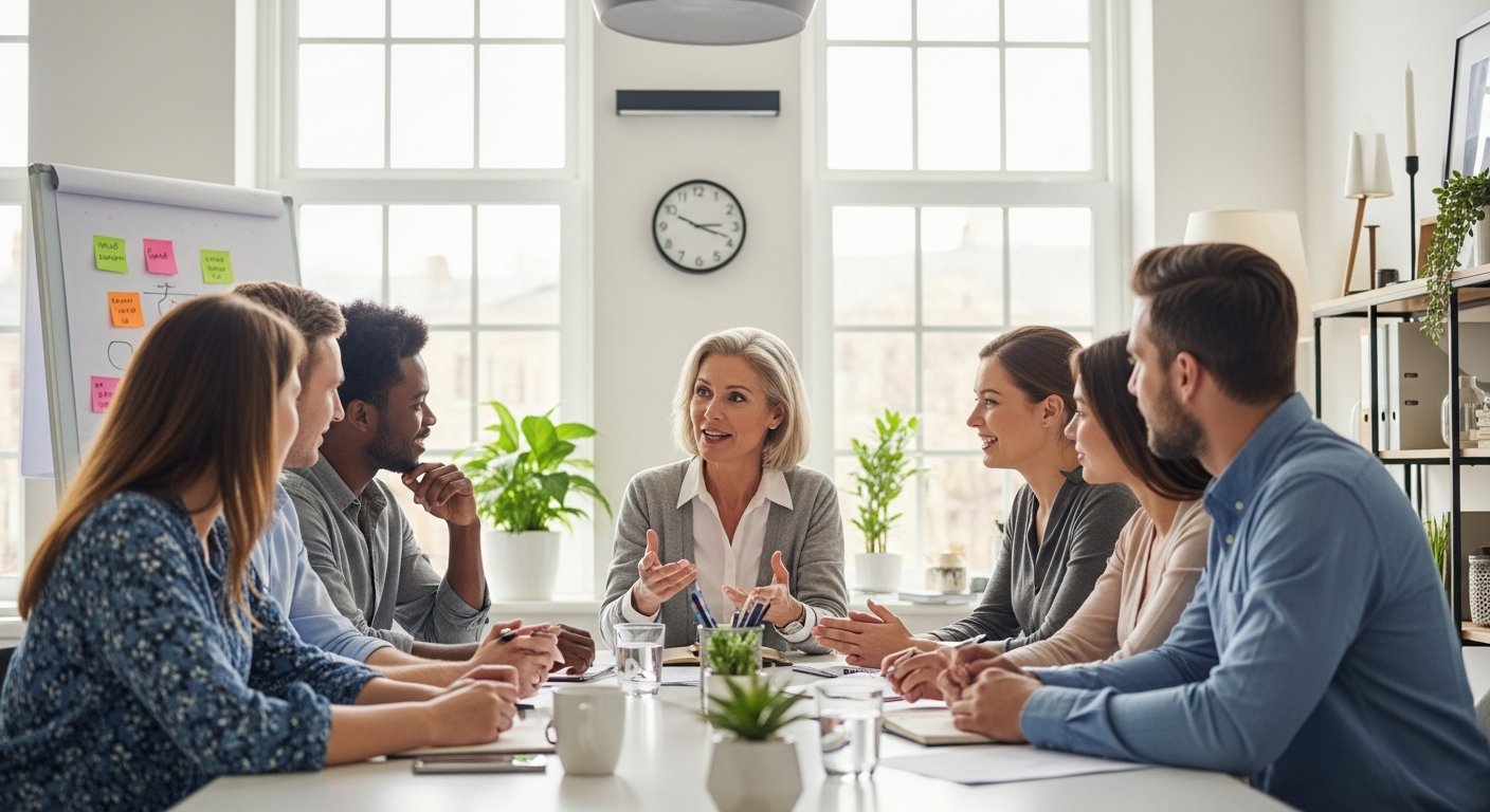 Emotional intelligence at work — empathetic leadership in a team meeting