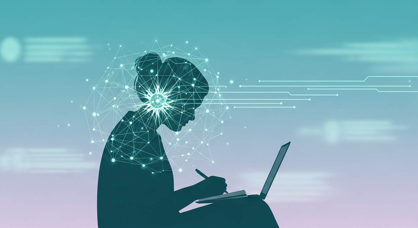 Illustration representing AI analyzing behavioral and journaling signals