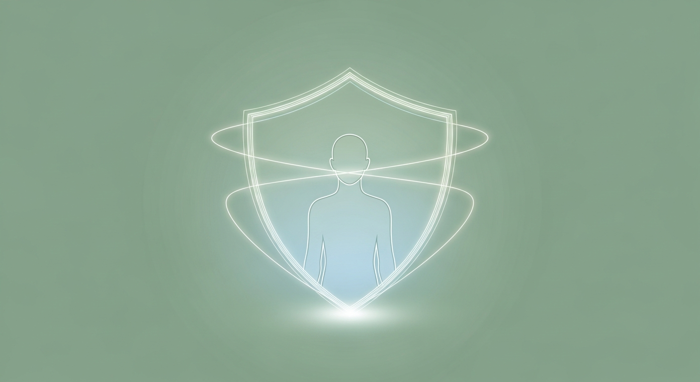 Illustration symbolizing privacy and ethical safeguards in AI wellness technology