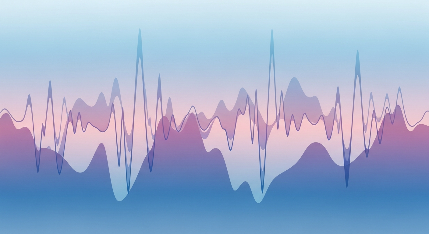 Abstract illustration of emotional patterns represented as flowing data waves